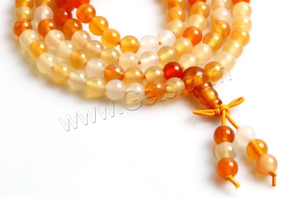 108 perles de Mala, agate rouge, avec cordon élastique en nylon, naturel, longueur différente pour le choix & bijoux bouddhiste & normes différentes pour le choix, 108PC/brin, Vendu par brin