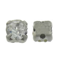 Garra cose en piedra, metal, Cuadrado, chapado, facetas & con diamantes de imitación, más colores para la opción, 4.2x4.2x4mm, agujero:aproximado 1mm, Vendido por UD