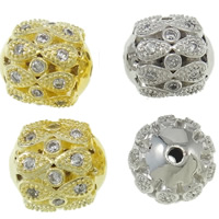 Perles zircon Micro Pave cubes, laiton, tambour, Placage, pavé de micro zircon, plus de couleurs à choisir Environ 1mm, Vendu par PC