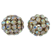 Ball Rhinestone Spacer, Brass, Drum, gold color plated, with rhinestone & hollow, nickel, lead & cadmium free, 25mm Approx 5mm 