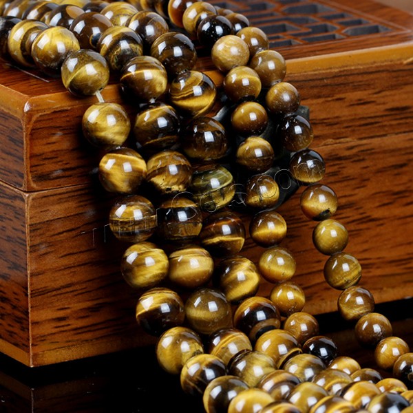 Tiger Eye Beads, Round, natural, different size for choice, yellow, Grade AAA, Length:Approx 15 Inch, Sold By Strand