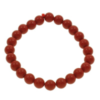 Synthetic Coral Bracelets, Round, red, 8mm Approx 6 Inch 