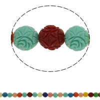 Synthetic Coral Beads, Round, carved, multi-colored, 10mm Approx 1mm Approx 11.8 Inch, Approx 