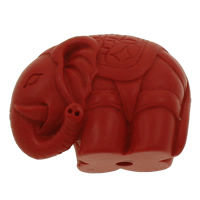 Cuentas De Coral Sintético, Elefante, tallado, Rojo, 28x22x15mm, agujero:aproximado 2mm, Vendido por UD