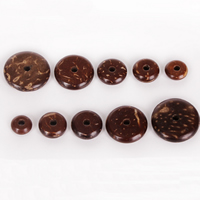 Coconut Beads, Coco, Flat Round, natural 