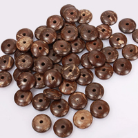 Coconut Beads, Coco, Flat Round, natural 
