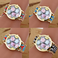 Braided Friendship Watch, Zinc Alloy, with Wool & Glass, Chinese movement, plated, adjustable & for woman nickel, lead & cadmium free, 40mm, 20mm Approx 8 Inch 