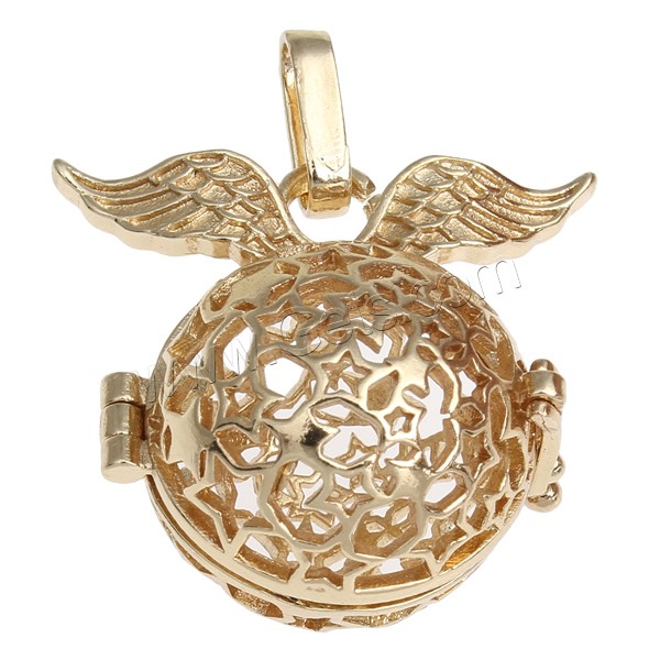 Pregnant Ball Locket Pendant, Brass, with brass bell, Round, plated, with painted & with star pattern & hollow, more colors for choice, nickel, lead & cadmium free, 30x27x21mm, Hole:Approx 3x7mm, Sold By PC