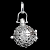 Pregnant Ball Locket Pendant, Brass, with brass bell, Round, plated, with painted & with rhinestone & hollow nickel, lead & cadmium free Approx 