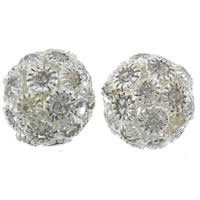 Ball Rhinestone Spacer, Brass, Drum, plated, with rhinestone & large hole & hollow Approx 3mm 