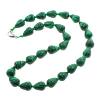 Malachit Perlen Halskette, Zinklegierung Karabinerverschluss, Tropfen, synthetisch, 11x15mm, Länge:ca. 18.5 ZollInch, verkauft von Strang