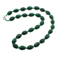 Малахит бисера ожерелье, малахит, цинковый сплав Замок-карабин, Овальная форма, синтетический длина:Приблизительно 19.5 дюймовый, продается Strand