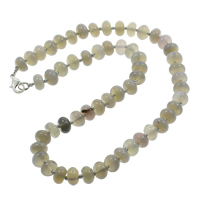 Grey Agate Necklace, zinc alloy lobster clasp, Rondelle, natural Approx 18 Inch 