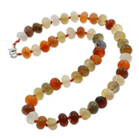 Agate Necklace, Mixed Agate, zinc alloy lobster clasp, Rondelle, natural Approx 18 Inch 