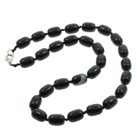 Black Agate Necklace, zinc alloy lobster clasp, Column, natural Approx 18 Inch 