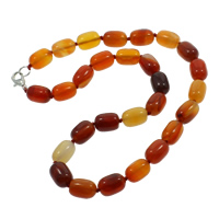 Red Agate Necklace, zinc alloy lobster clasp, Column, natural Approx 18 Inch 