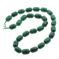 Malachit Perlen Halskette, Zinklegierung Karabinerverschluss, Zylinder, synthetisch, 15x10mm, Länge:ca. 18 ZollInch, verkauft von Strang
