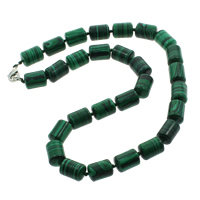 Malachit Perlen Halskette, Zinklegierung Karabinerverschluss, Zylinder, synthetisch, 10x14mm, Länge:ca. 15.5 ZollInch, verkauft von Strang