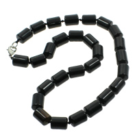 Black Agate Necklace, zinc alloy lobster clasp, Column, natural Approx 15.5 Inch 