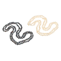 De agua dulce naturales collar de perlas largo, Perlas cultivadas de agua dulce, Barroco, más colores para la opción, 7-8mm, longitud:aproximado 44 Inch, Vendido por Sarta