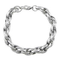 Stainless Steel Chain Bracelets, 304 Stainless Steel, rope chain, original color Approx 9.4 Inch 