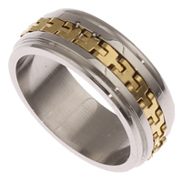 Нержавеющая сталь Человек палец кольцо, нержавеющая сталь, Кольцевая форма, Другое покрытие, разный размер для выбора & Мужский & двухцветный продается PC