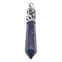 Natural Lapis Lazuli Pendants, with Brass, pendulum, platinum color plated Approx 4mm 