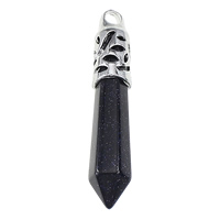Blue Goldstone Pendants, with Brass, pendulum, platinum color plated, natural Approx 4mm 