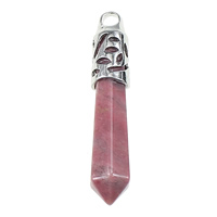 Rhodonite Pendants, Rhodochrosite, with Brass, pendulum, platinum color plated, natural Approx 4mm 