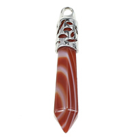 Red Agate Pendants, with Brass, pendulum, platinum color plated, natural Approx 4mm 
