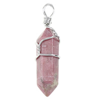 Rhodonite Pendants, Rhodochrosite, with Brass, pendulum, platinum color plated, natural Approx 