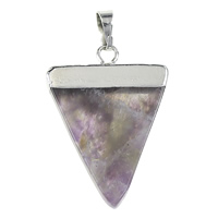 Amethyst Pendant, with Brass, Triangle, platinum color plated, February Birthstone & natural Approx 