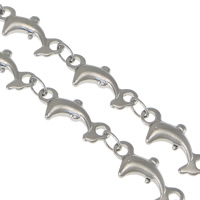 Stainless Steel Bar Chain, Dolphin, original color 