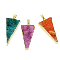 Natural Agate Druzy Pendant, Ice Quartz Agate, with Brass, gold color plated, druzy style & mixed - Approx 