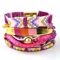 Fashion Brazilian Hipanema Bracelet, Nylon, with Grosgrain Ribbon & Crystal & Glass Seed Beads & Zinc Alloy, plated, Bohemian style &  & faceted, 40mm Approx 7.4 Inch 