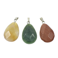Pendentifs pierres gemmes mixtes , pierre gemme, avec laiton caution, naturel, mélangé  Environ îte, Vendu par boîte