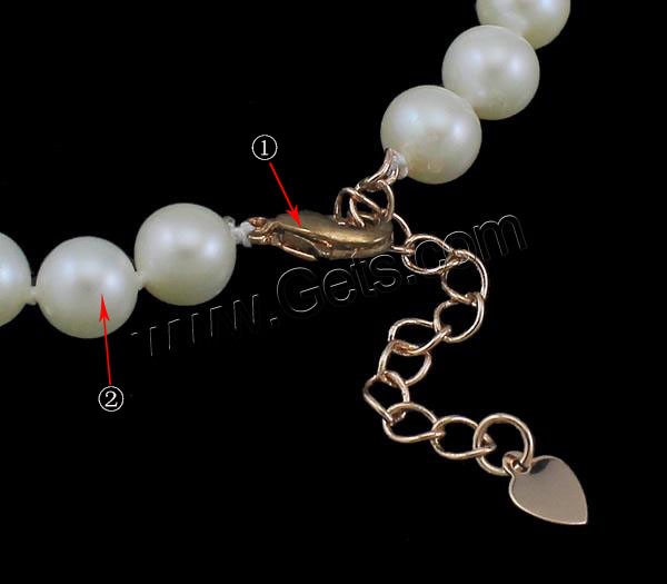 Bracelets de perles, perle d'eau douce cultivée, laiton fermoir, avec 3.5cm chaînes de rallonge, poisson, naturel, styles différents pour le choix & pavé de micro zircon, plus de couleurs à choisir, 6-7mm, 13x8x6mm, Longueur:Environ 7.5 pouce, Vendu par brin