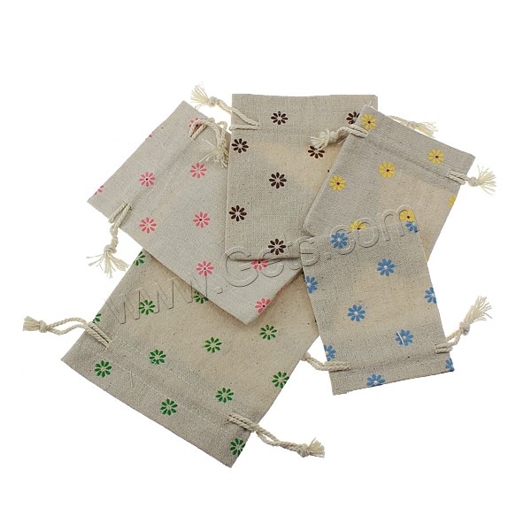 Linen Jewelry Pouches Bags, Rectangle, different size for choice & with flower pattern, more colors for choice, Sold By PC