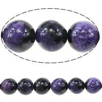 Natürliche Charoit Perlen, rund, 12mm, Bohrung:ca. 1mm, Länge:15 ZollInch, 32PCs/Strang, verkauft von Strang