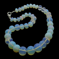 Sea Opal Necklace, zinc alloy lobster clasp, Rondelle, graduated beads, 10-18mm Approx 18 Inch 