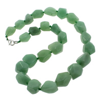 Зеленый авантюрин ожерелье, цинковый сплав Замок-карабин, натуральный, 11-22mm, длина:Приблизительно 18 дюймовый, продается Strand