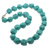 Türkis Schmuck Halskette, Synthetische Türkis, Zinklegierung Karabinerverschluss, blau, 11-22mm, Länge:ca. 18 ZollInch, verkauft von Strang