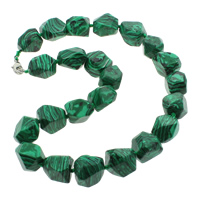 Малахит бисера ожерелье, малахит, цинковый сплав Замок-карабин, синтетический, 11-22mm, длина:Приблизительно 18 дюймовый, продается Strand