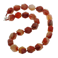 Red Agate Necklace, zinc alloy lobster clasp, natural, 11-22mm Approx 18 Inch 
