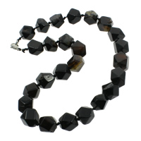 Black Agate Necklace, zinc alloy lobster clasp, natural, 11-22mm Approx 18 Inch 