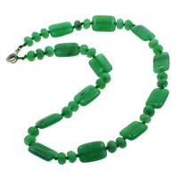 Collar de Jade Malasia, aleación de cinc cierre de langosta, Rectángular, natural, 8x5mm, 13x18x6mm, longitud:aproximado 17 Inch, Vendido por Sarta