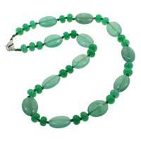 Jade Malaysia Necklace, zinc alloy lobster clasp, Flat Oval, natural Approx 17 Inch 
