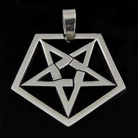 Stainless Steel Star Pendant, Pentagon, with star pattern & hollow, original color Approx 