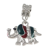 Zinc Alloy European Pendants, Elephant, without troll & with rhinestone cadmium free Approx 5mm 