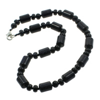 Blue Goldstone Necklace, zinc alloy lobster clasp, Column, natural  Approx 17 Inch 